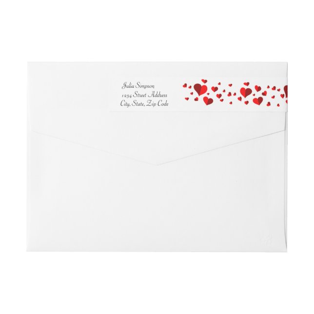 Romantic,Red Hearts,Love,Personalised Wrap Around Label (Back)