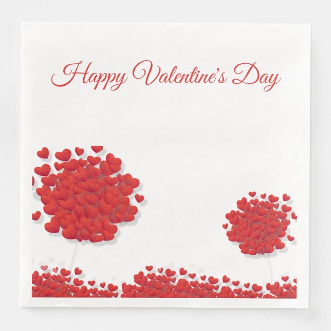 Romantic Red Hearts,Love,Tree,Valentine Napkin (Front)