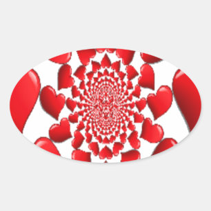 Romantic Red Hearts Pattern: A Love-Filled Vision Oval Sticker