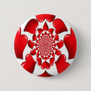Romantic Red Hearts Pattern Art Print 6 Cm Round Badge