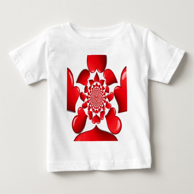 Romantic Red Hearts Pattern Art Print Baby T-Shirt (Front)