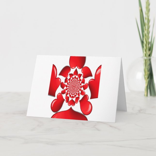 Romantic Red Hearts Pattern Art Print Holiday Card (Front)