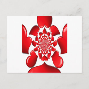 Romantic Red Hearts Pattern Art Print Holiday Postcard