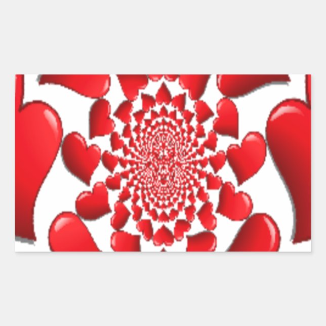 Romantic Red Hearts Pattern Art Print Rectangular Sticker (Front)