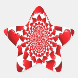 Romantic Red Hearts Pattern Art Print Star Sticker