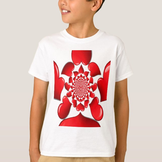 Romantic Red Hearts Pattern Art Print T-Shirt (Front)