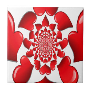 Romantic Red Hearts Pattern Art Print Tile
