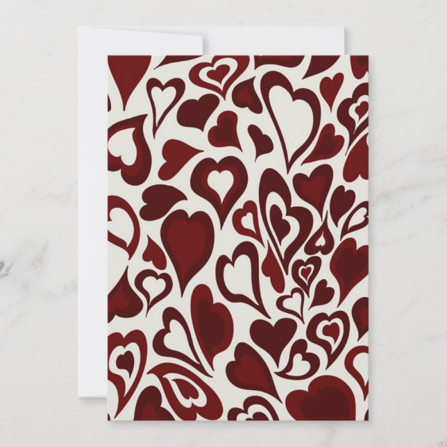 Romantic Red Hearts Pattern Wedding Invitation | E (Front)