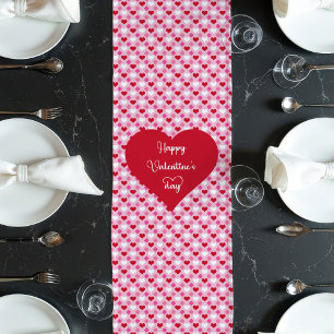Romantic Red Hearts Table Runner Gift for Boyfrien