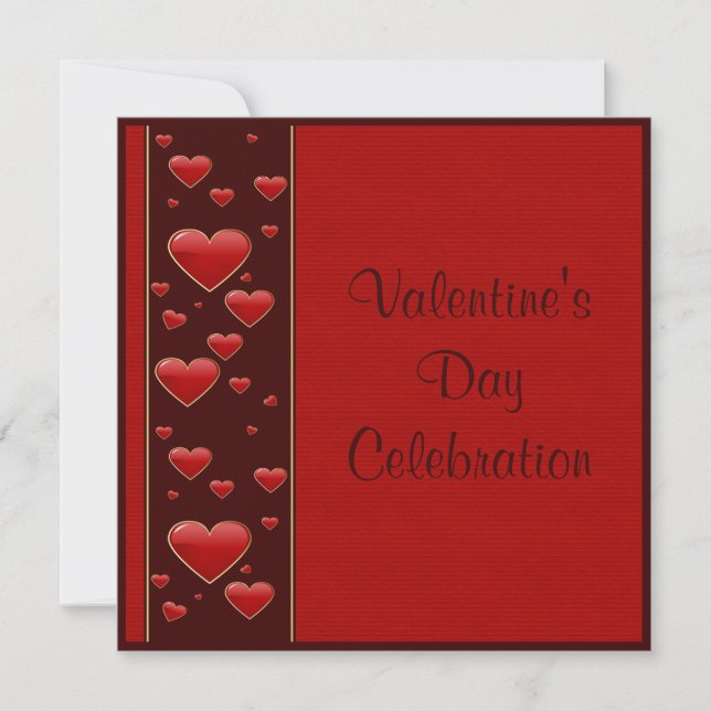 Romantic Red Hearts Valentine's Day Celebration Invitation (Front)