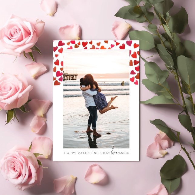 Romantic Red Hearts Valentine's Day Photo Card (Creator Uploaded)