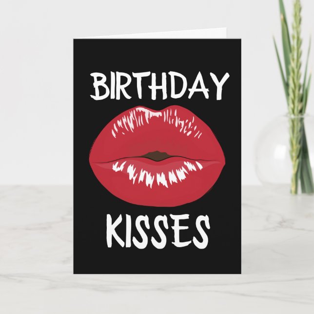 ROMANTIC RED LIPS KISSES CARDS FOR HIM (Front)