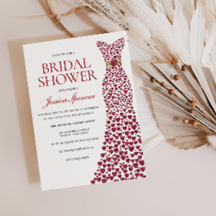 Romantic Red Love Heart Dress Bridal Shower Invite