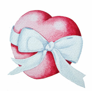 romantic red love heart with white ribbon bow photo sculpture key ring