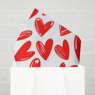 Romantic Red Love Hearts Pattern Valentine's Day Tissue Paper