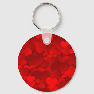 Romantic Red Love Hearts Texture Pattern-19909 Key Ring