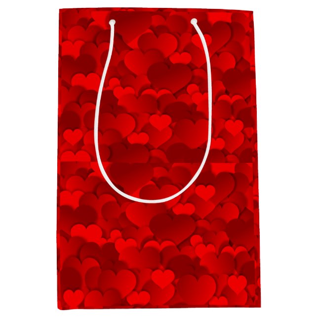 Romantic Red Love Hearts Texture Pattern-19909 Medium Gift Bag (Front)
