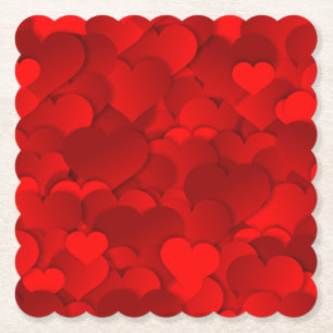 Romantic Red Love Hearts Texture Pattern-19909 Paper Coaster