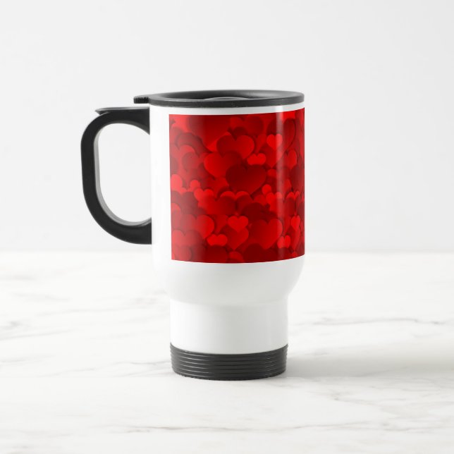Romantic Red Love Hearts Texture Pattern-19909 Travel Mug (Left)