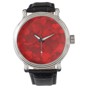 Romantic Red Love Hearts Texture Pattern-19909 Watch