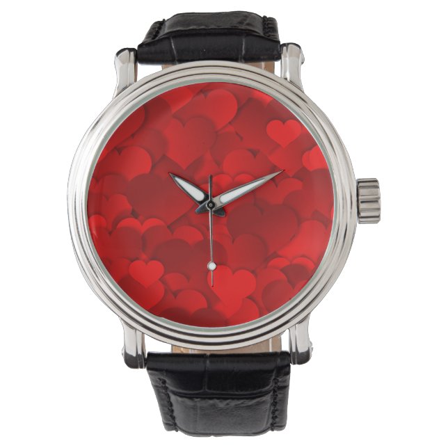 Romantic Red Love Hearts Texture Pattern-19909 Watch (Front)