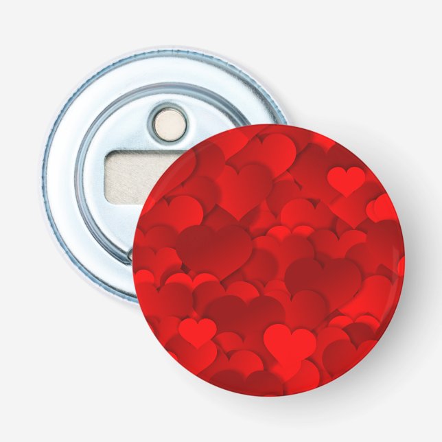 Romantic Red Love Hearts Texture Pattern Bottle Opener (Front)