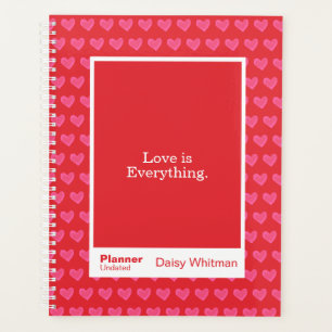 Romantic Red Minimalist Pink Heart Planner