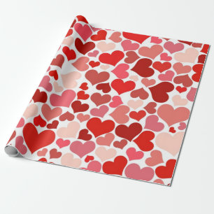 Romantic Red Pink Heart Design Valentine Gift Wrapping Paper