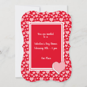 Romantic Red Pink Hearts XOXO Photo Valentine Invitation