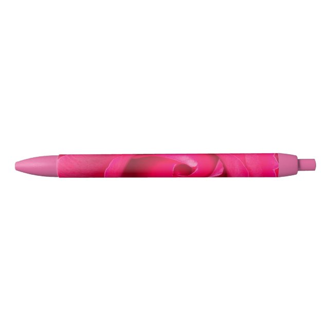 Romantic Red Pink Rose Black Ink Pen (Front)