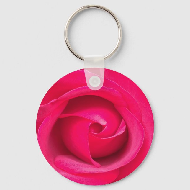 Romantic Red Pink Rose Key Ring (Front)