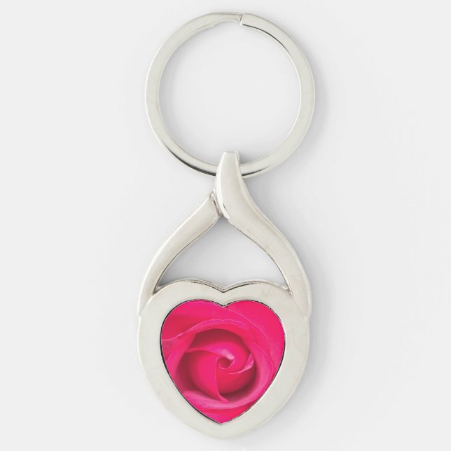 Romantic Red Pink Rose Key Ring (Front)