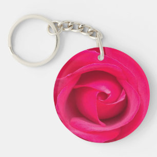 Romantic Red Pink Rose Key Ring