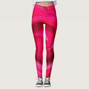 Romantic Red Pink Rose Leggings