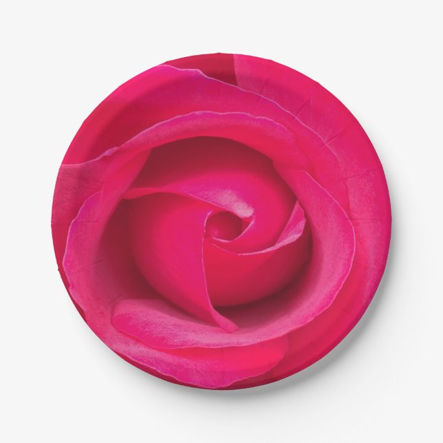 Romantic Red Pink Rose Paper Plate (Front)