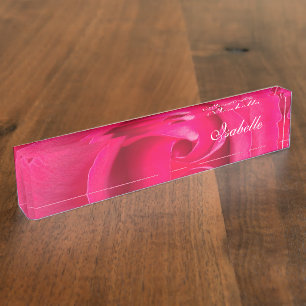 Romantic Red Pink Rose Personalised Name Plate