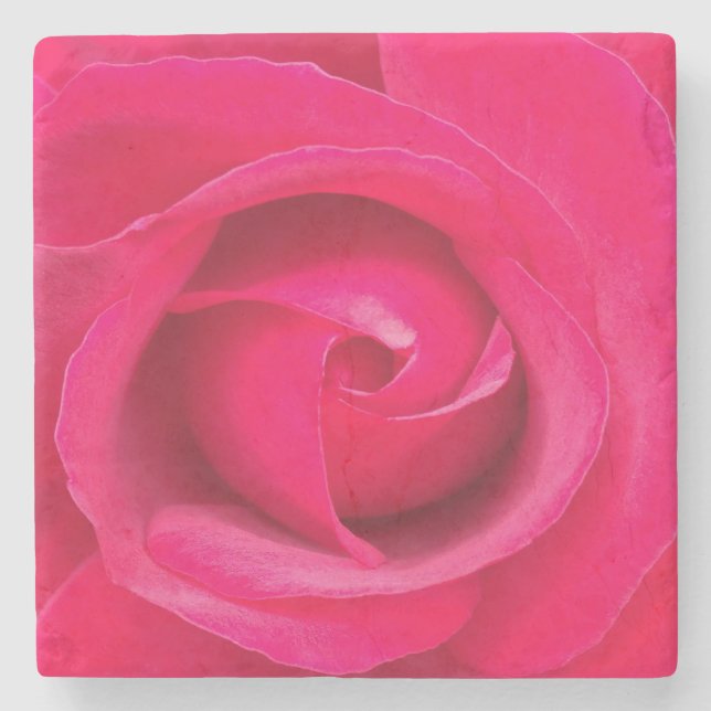 Romantic Red Pink Rose Stone Coaster (Front)