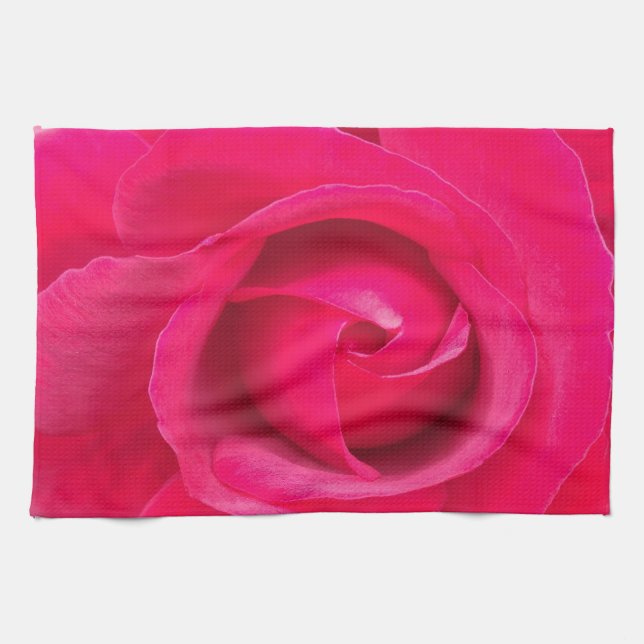 Romantic Red Pink Rose Tea Towel (Horizontal)