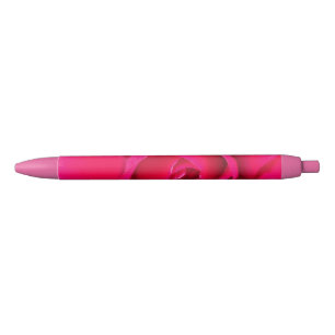 Romantic Red Pink Rose v2 Black Ink Pen