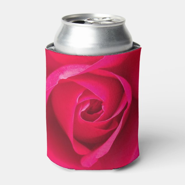 Romantic Red Pink Rose v2 Can Cooler (Can Front)