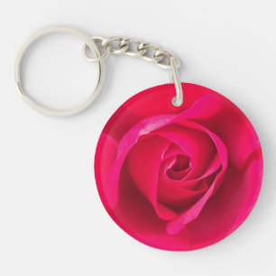 Romantic Red Pink Rose v2 Key Ring
