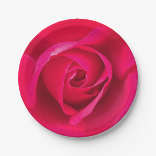 Romantic Red Pink Rose v2 Paper Plate