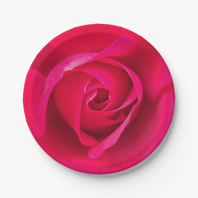 Romantic Red Pink Rose v2 Paper Plate (Front)