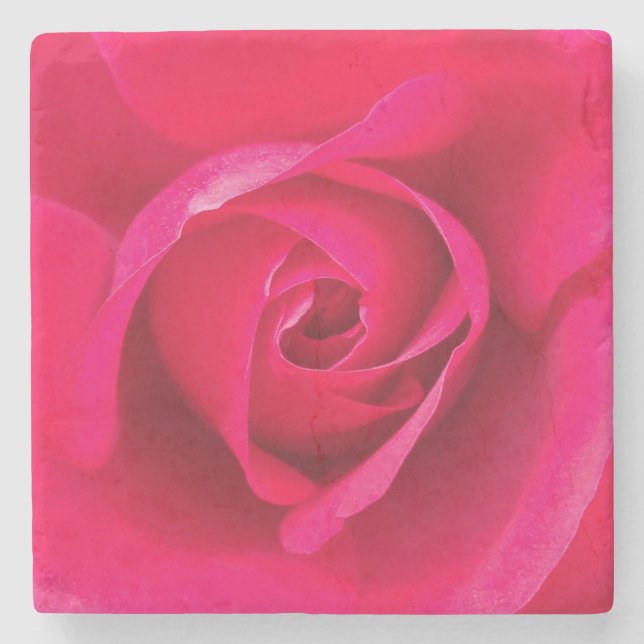 Romantic Red Pink Rose v2 Stone Coaster (Front)