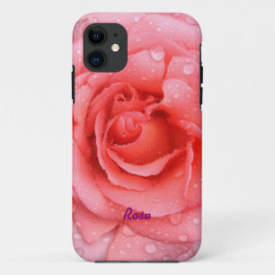 Romantic Red Pink Rose Water Drops Personalised iPhone 11 Case