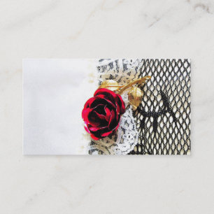 Romantic red rose and wedding garter business card