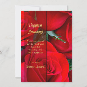 Romantic Red Rose Birthday Card