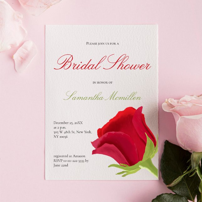 Romantic Red Rose Bridal Shower Invitation (Creator Uploaded)