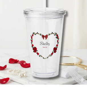 Romantic Red Rose Bride To Be Acrylic Tumbler