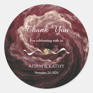 Romantic Red Rose Burgundy Wedding Sticker